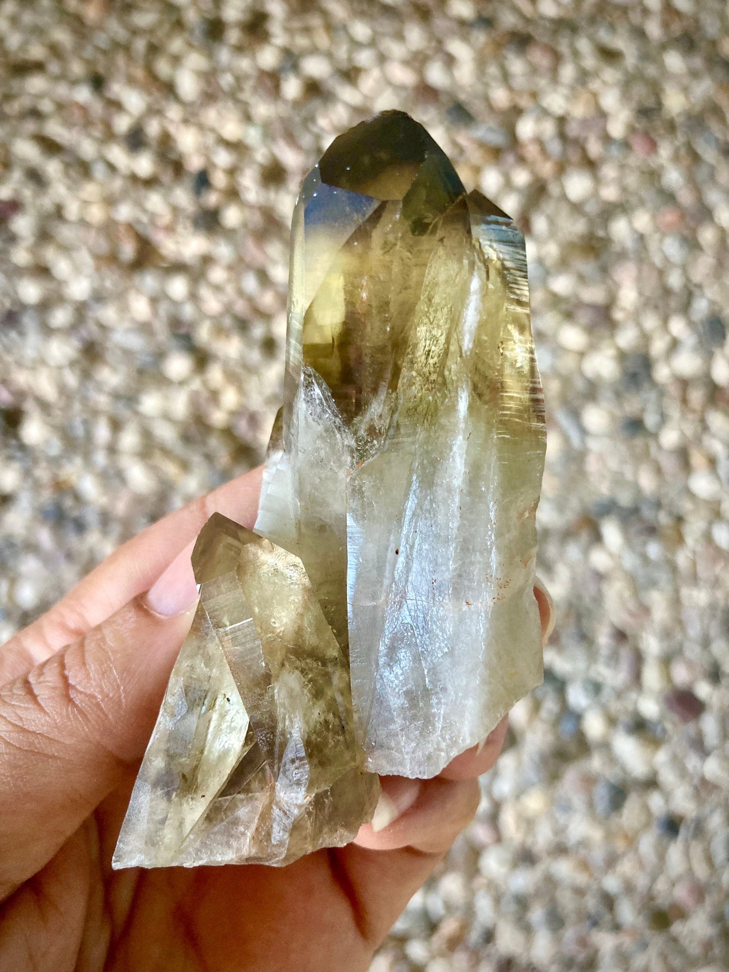 Real All Natural Large Citrine with Smoky Point Quartz 9
