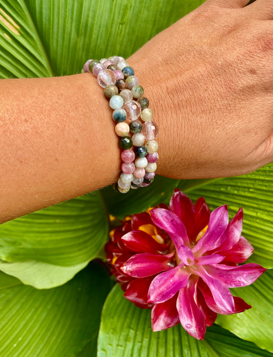 All Natural High Grade Rainbow Tourmaline Healing Gemstone Bracelet