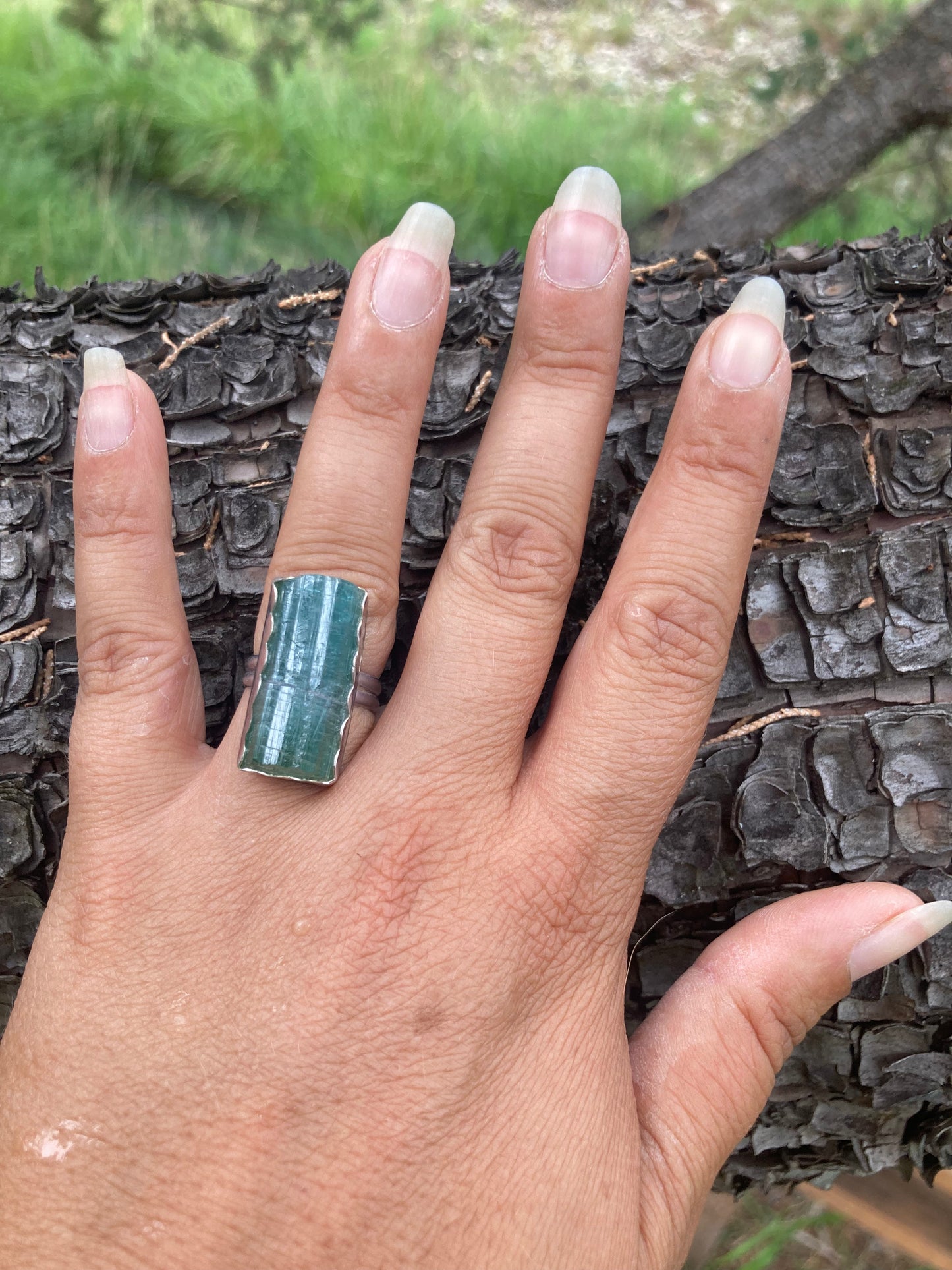 HUGE RARE Natural Blue Tourmaline Sterling Silver Handmade Ring