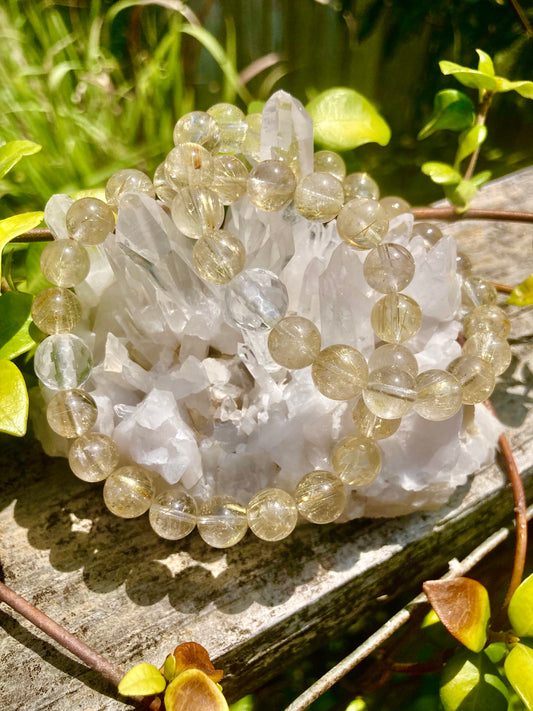 All Natural Golden Rutilated Quartz Healing Gemstone Bracelet