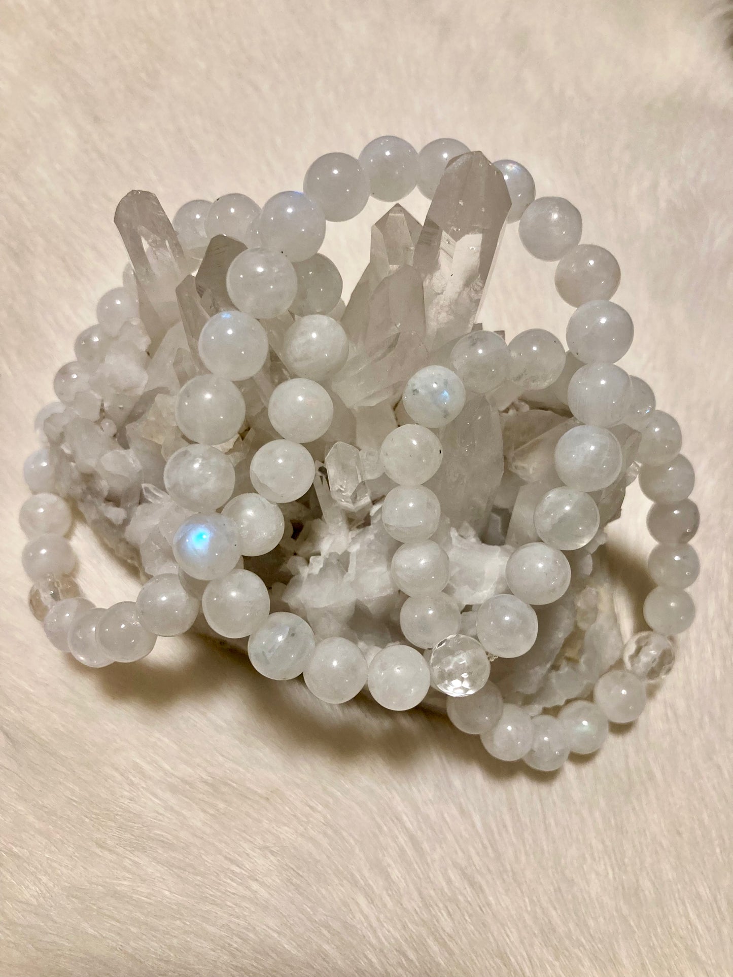 All Natural Rainbow Moonstone Healing Gemstone Bracelet