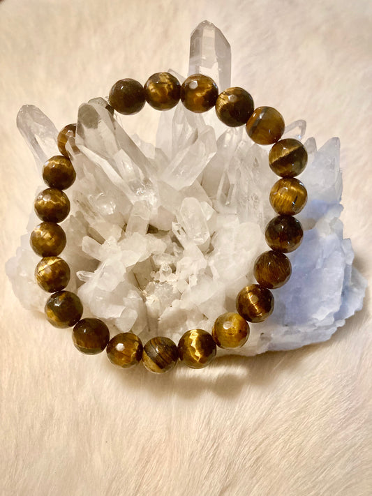 All Natural Faceted High Grade Tigers Eye Healing Gemstone Bracelet