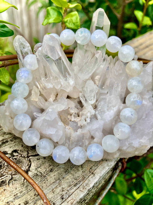 All Natural Rainbow Moonstone Healing Gemstone Bracelet