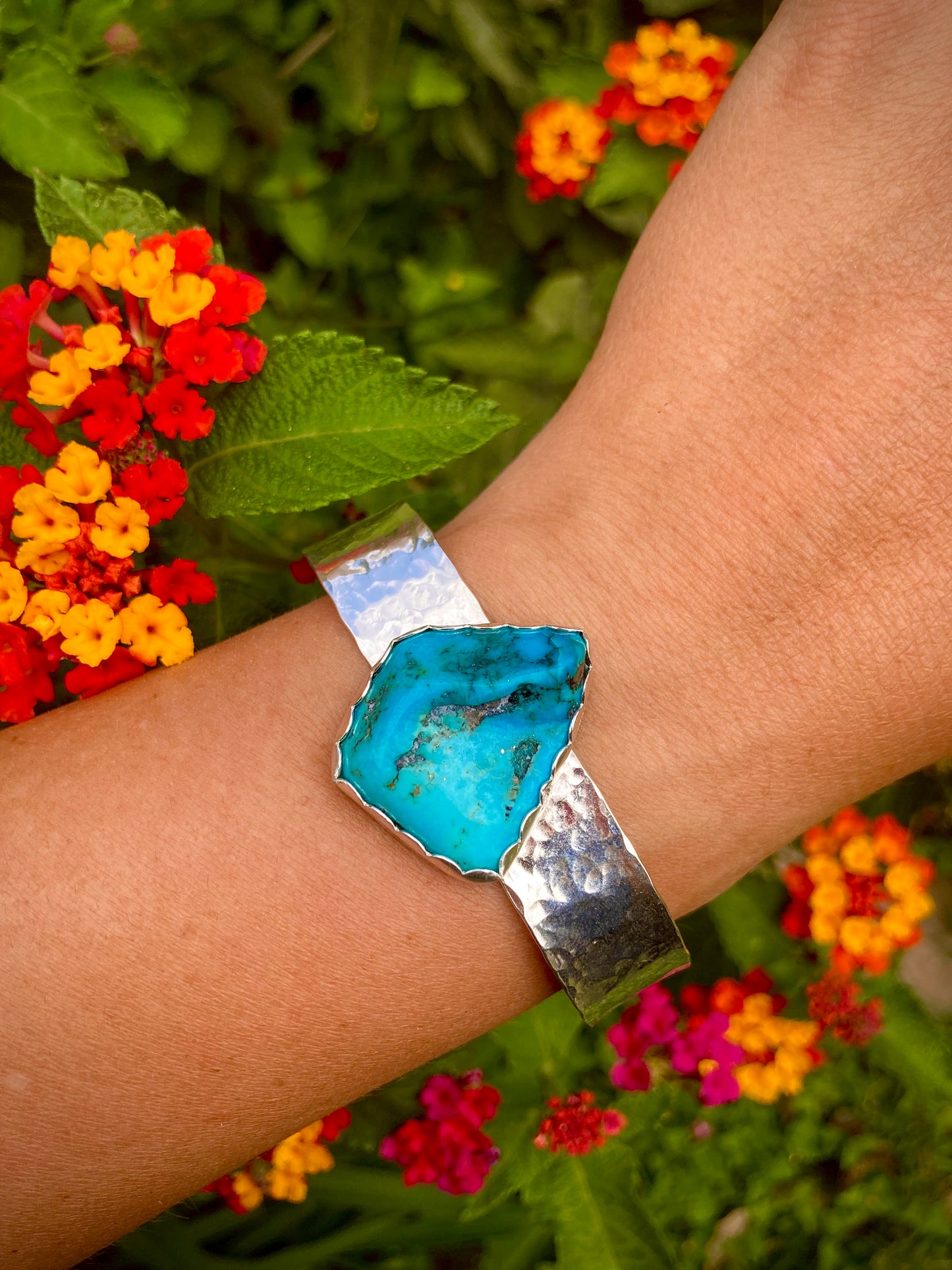 All Natural High Grade Sleeping Beauty Turquoise Sterling Silver Handmade Cuff