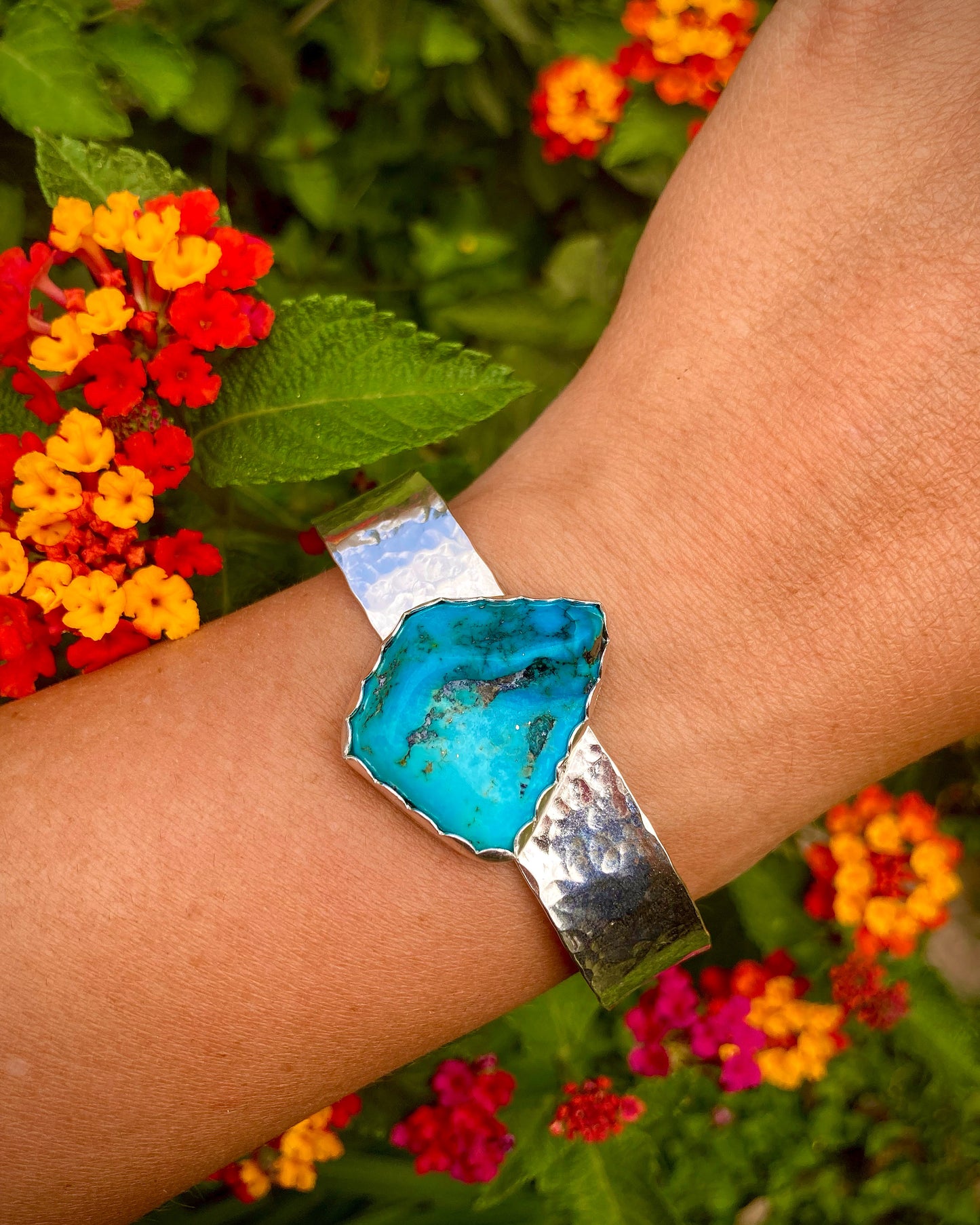 All Natural High Grade Sleeping Beauty Turquoise Sterling Silver Handmade Cuff